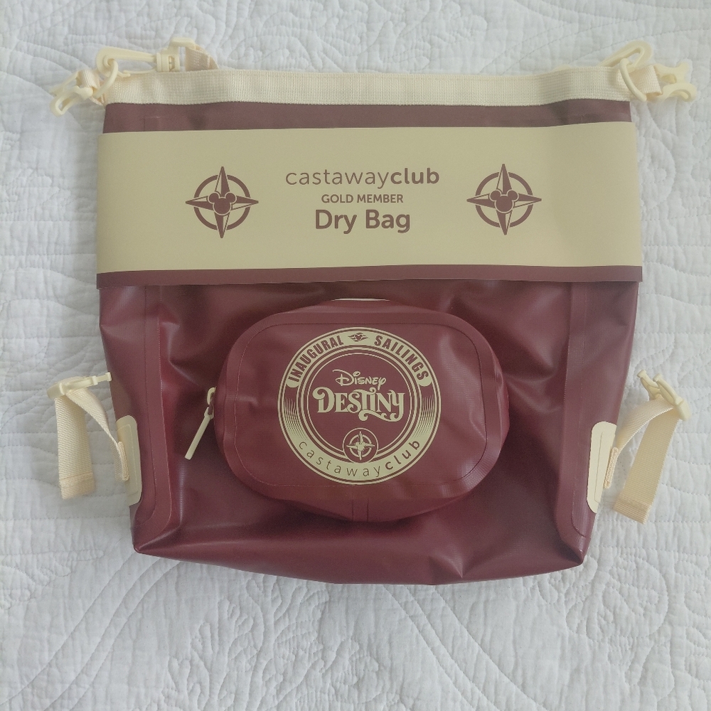 Disney Castaway Club Maroon and Cream Dry Bag